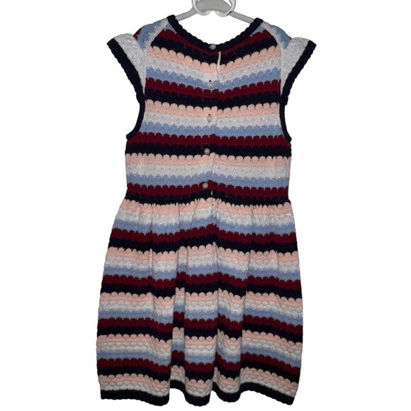 Janie and Jack Striped Knit Dress - Pink, Blue, Navy - Picture 3 of 9